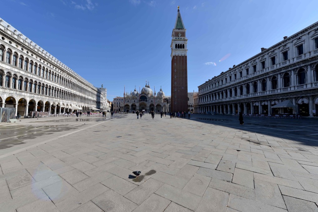 A deserted San Marco square in Venice on Monday, the first day of the lockdown. Photo: AFP