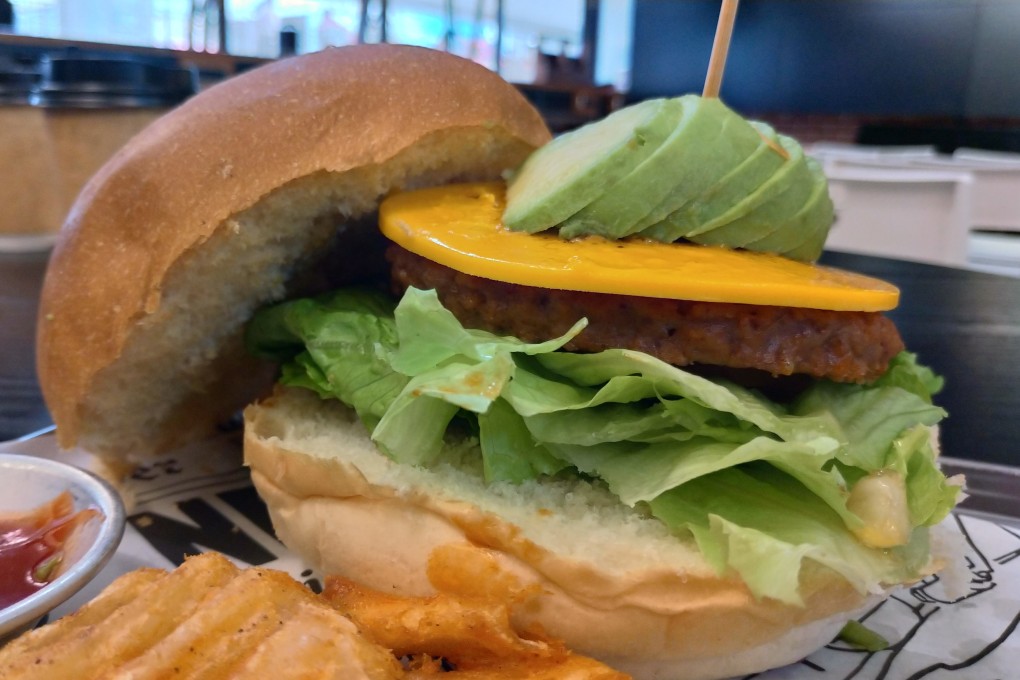 Vegan cheese Beyond burger with avocado at hkveganshop in Wan Chai, Hong Kong. Photo: Holly Chik