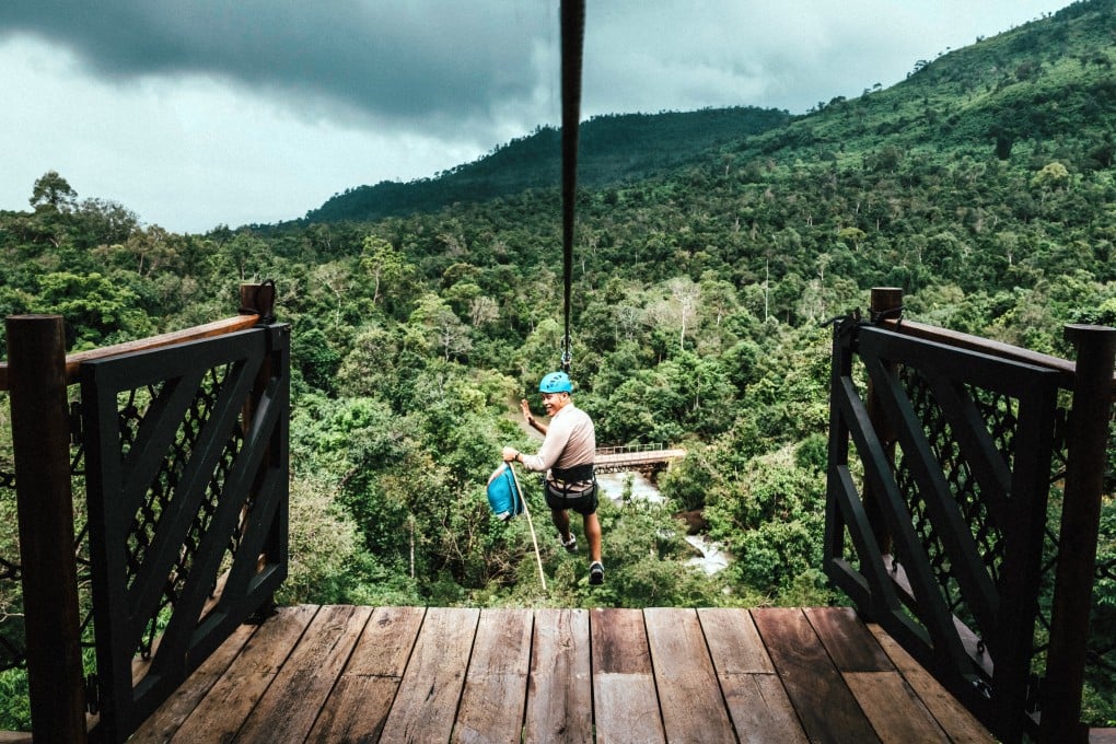 The zip line entry to the Shinta Mani Wild resort, in Cambodia’s Kirirom National Park, on the eastern edge of Southern Cardamom National Parkcorr. Photo: Shinta Mani Wild