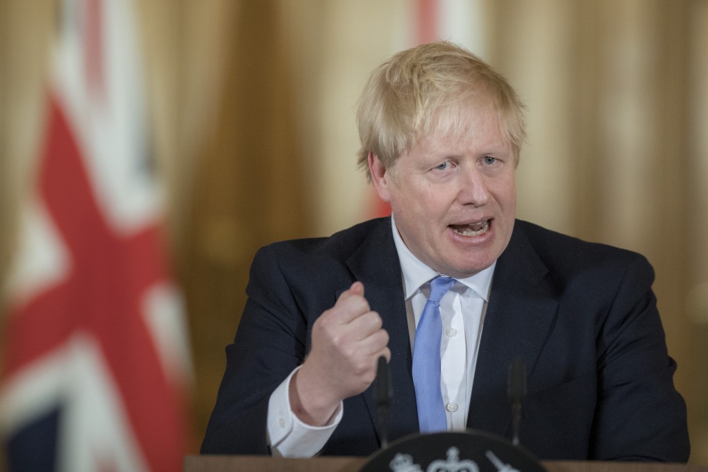 British Prime Minister Boris Johnson speaks during a news conference at 10 Downing Street on Monday. Photo: Bloomberg