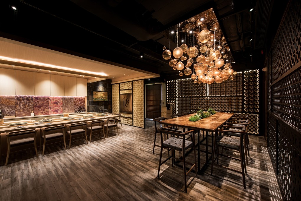 Kyoku’s sushi bar area has a Zen aesthetic, and offers eight kinds of sashimi. Photos: handouts