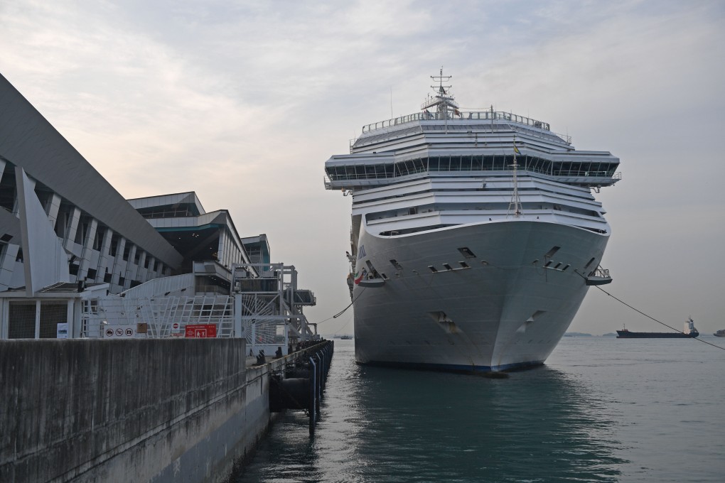 The Italian cruise ship Costa Fortuna is seen docked at Marina Bay Cruise Centre in Singapore on Tuesday. Photo: Xinhua