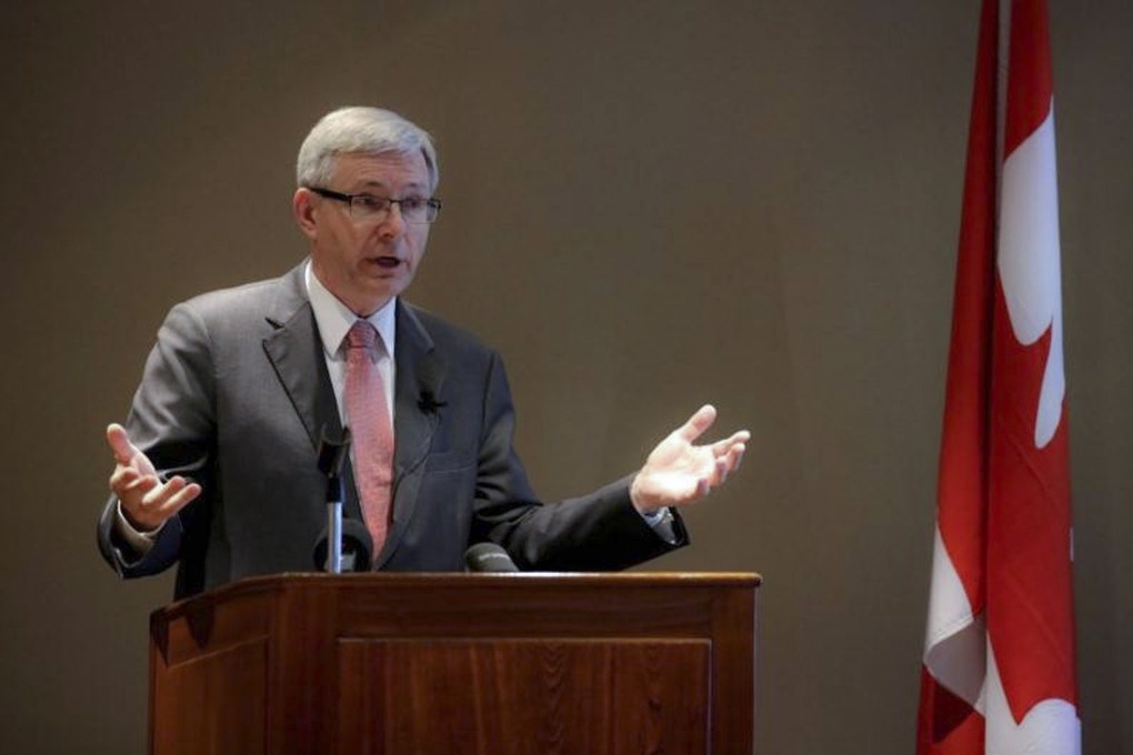 Guy Saint-Jacques, Canada’s former ambassador to China, is seen speaking in Beijing in 2016. Photo: Reuters