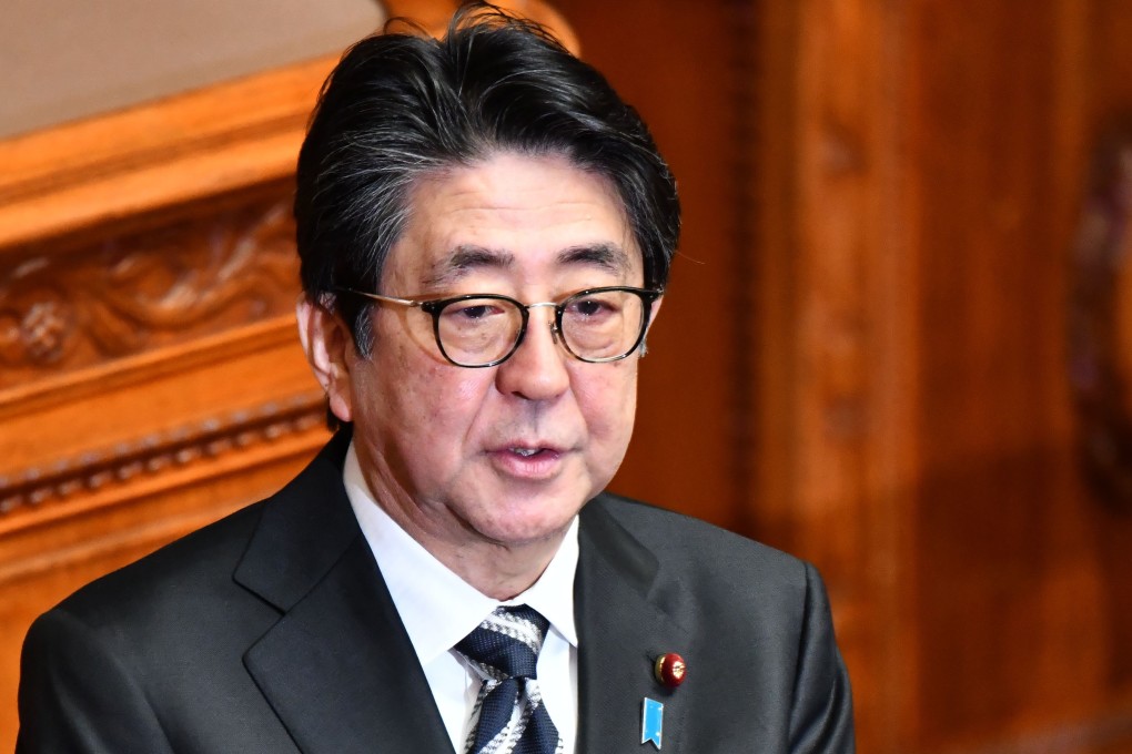 Japanese Prime Minister Shinzo Abe speaks during an upper house plenary session. Japan’s Diet is debating an amendment to the special measures law which would give him the authority to declare a state of emergency for a given period of time when a situation threatens to have a major impact on the lives of the people and the national economy. Photo: AFP
