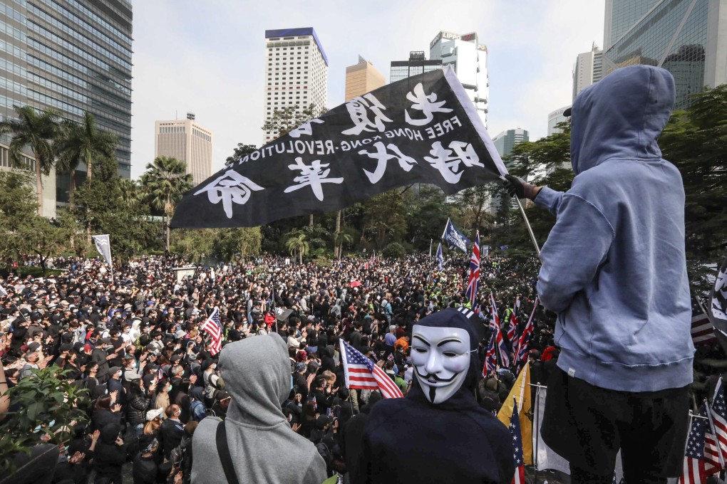 Anti-government protesters gather at Chater Garden in Central for an approved rally on January 19. Photo: Felix Wong