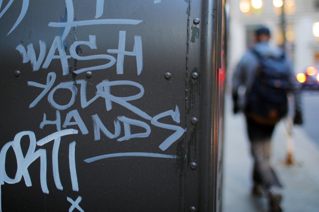 Some helpful graffiti in Boston, in the US state of Massachusetts, on March 10, a day before the WHO declared the coronavirus a pandemic. Photo: Reuters