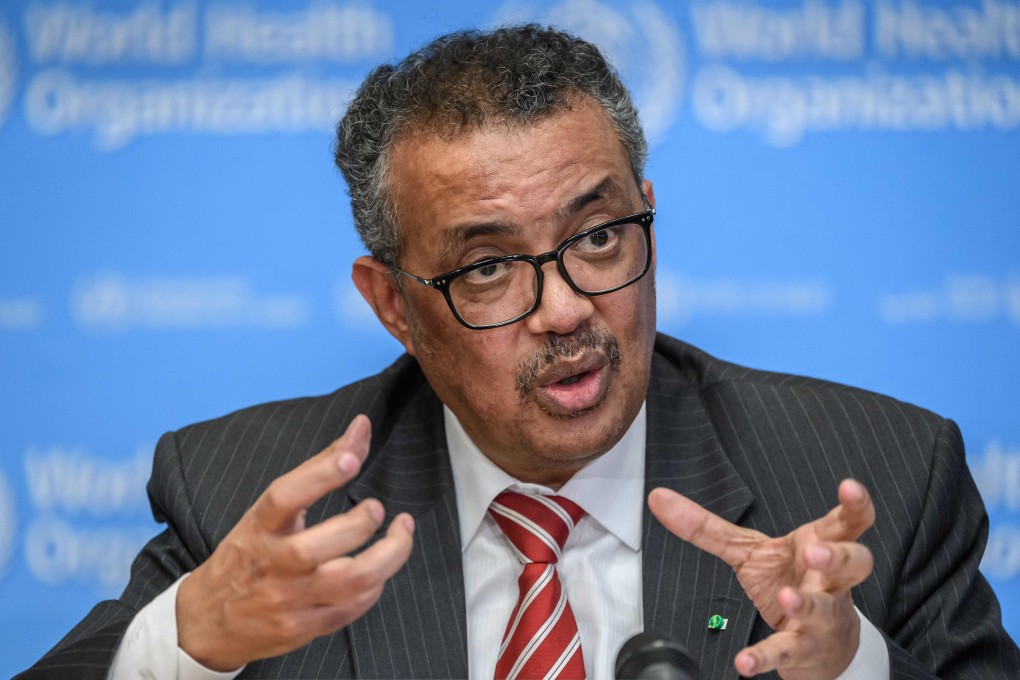 World Health Organisation director-general Tedros Adhanom Ghebreyesus at a daily press briefing on Covid-19 at WHO headquarters in Geneva, Switzerland on Wednesday. Photo: AFP