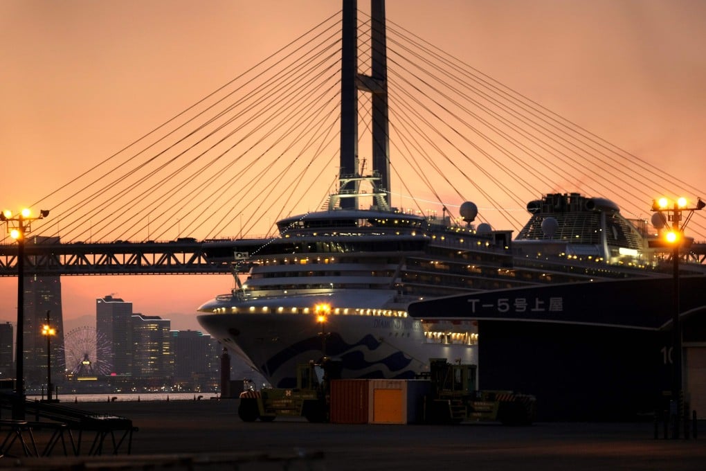 The quarantined Diamond Princess cruise ship at Daikoku pier cruise terminal in Yokohama on February 24, 2020. More than 600 people on board tested positive for the coronavirus, with several dozen in serious condition. Photo: AFP