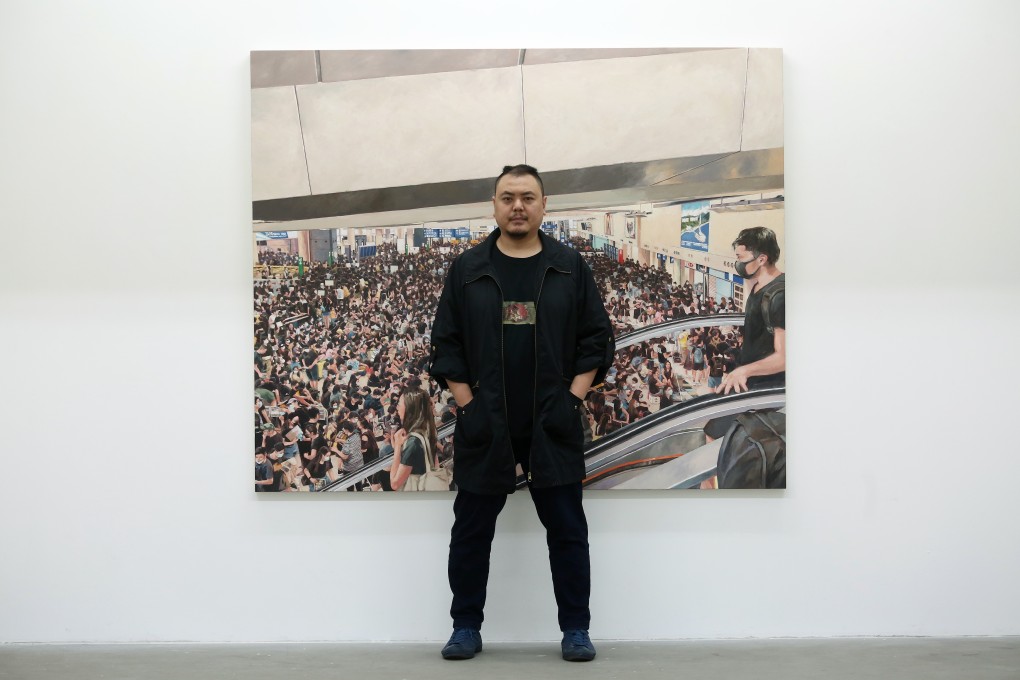 Chow Chun-fai at Gallery Exit in Aberdeen, Hong Kong, where his solo exhibition ‘Portraits From Behind’ is being held. Photo: Jonathan Wong