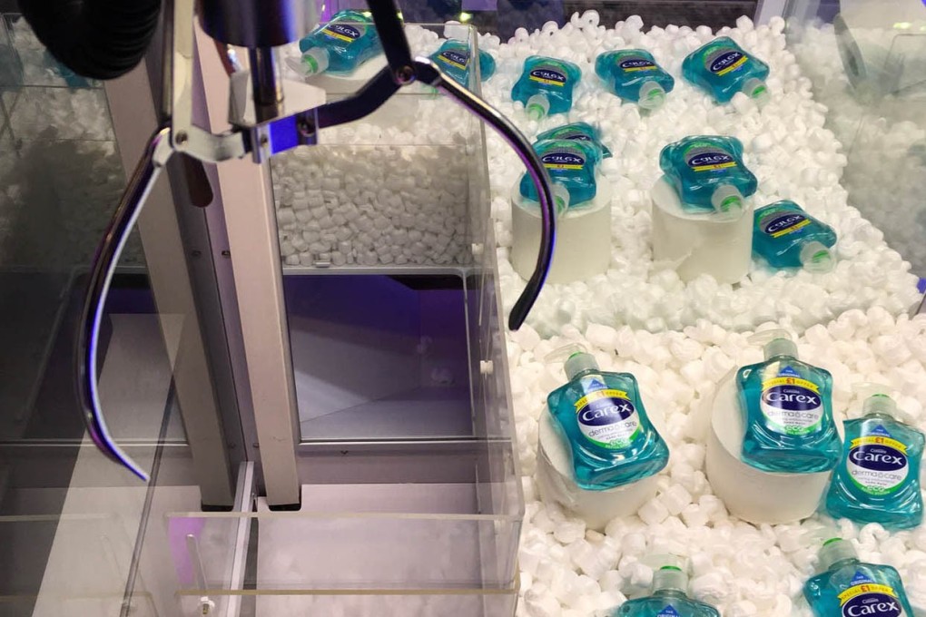 Carex sanitiser offered as prizes at Braddick’s Holiday Park in the UK. Photo: YouTube