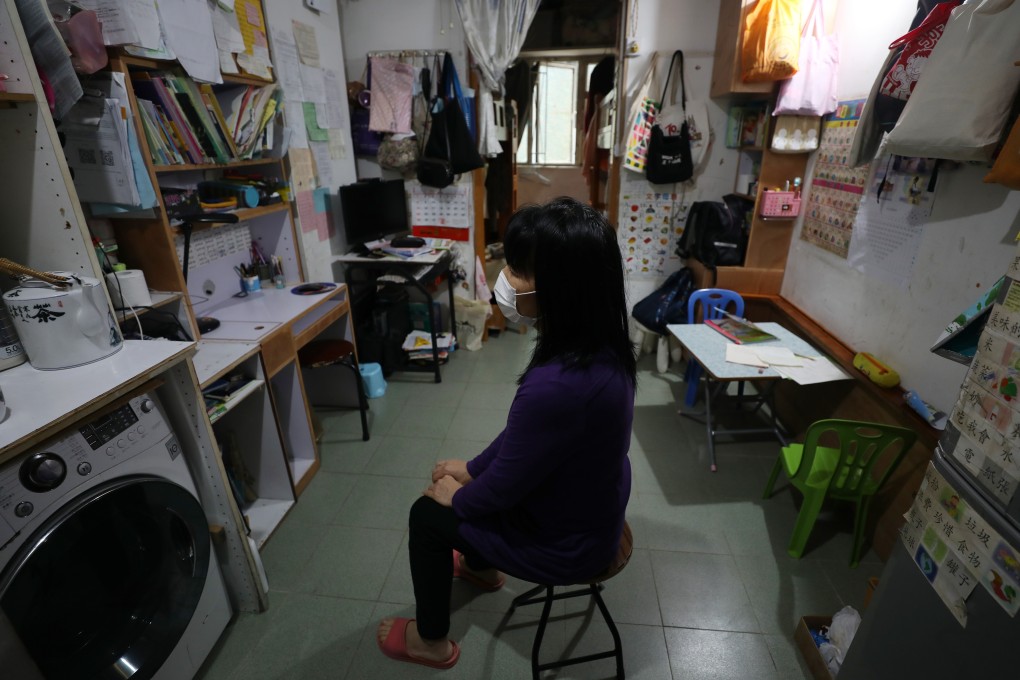Mrs Lai says she shares a 800 sq ft flat with nine other households and does not want her children to leave the flat during the Covid-19 threat. Photo: Xiaomei Chen