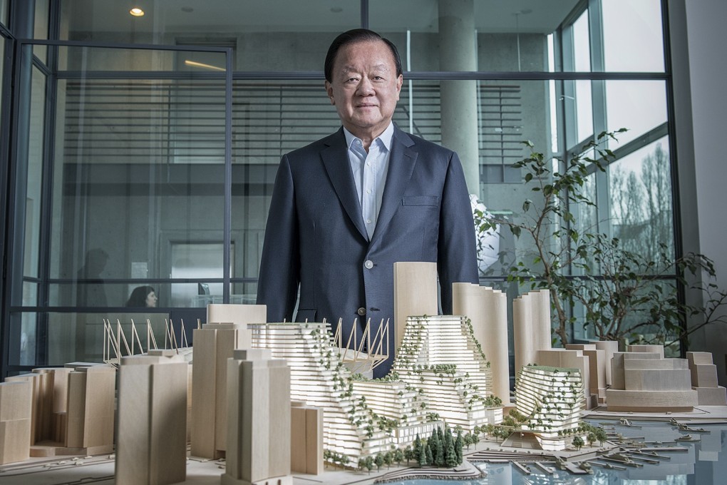 Singapore billionaire Oei Hong Leong and a model of his proposed development on the Plaza of Nations site on Vancouver's waterfront. Photo: Mata Press Service