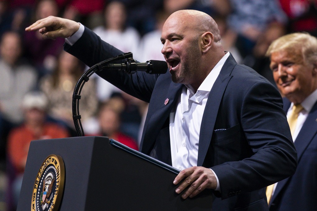 UFC president Dana White speaks during US president Donald Trump’s campaign rally in Colorado Springs in February. Photo: AP
