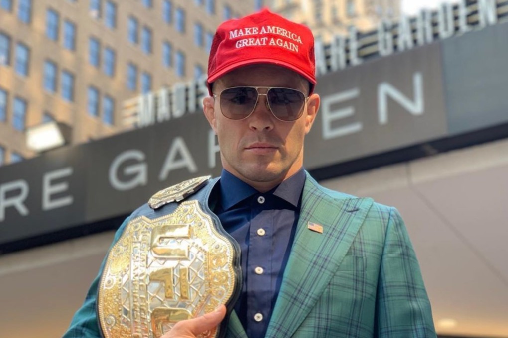 Colby Covington straps his former interim belt over his shoulder at Madison Square Garden. Photo: Instagram/@colbycovmma