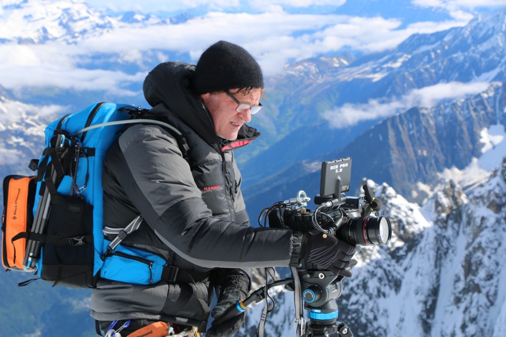 Craig Leeson films at Aiguille du Midi, on Mont Blanc, France. Photo: The Last Glaciers