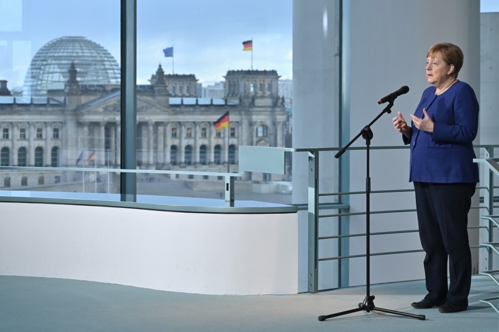 German Chancellor Angela Merkel delivers an address. Photo: dpa