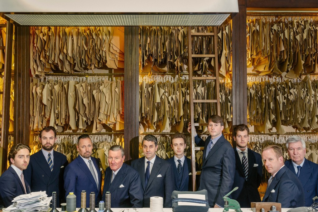 Anderson & Sheppard’s cutting room team in Savile Row, London.