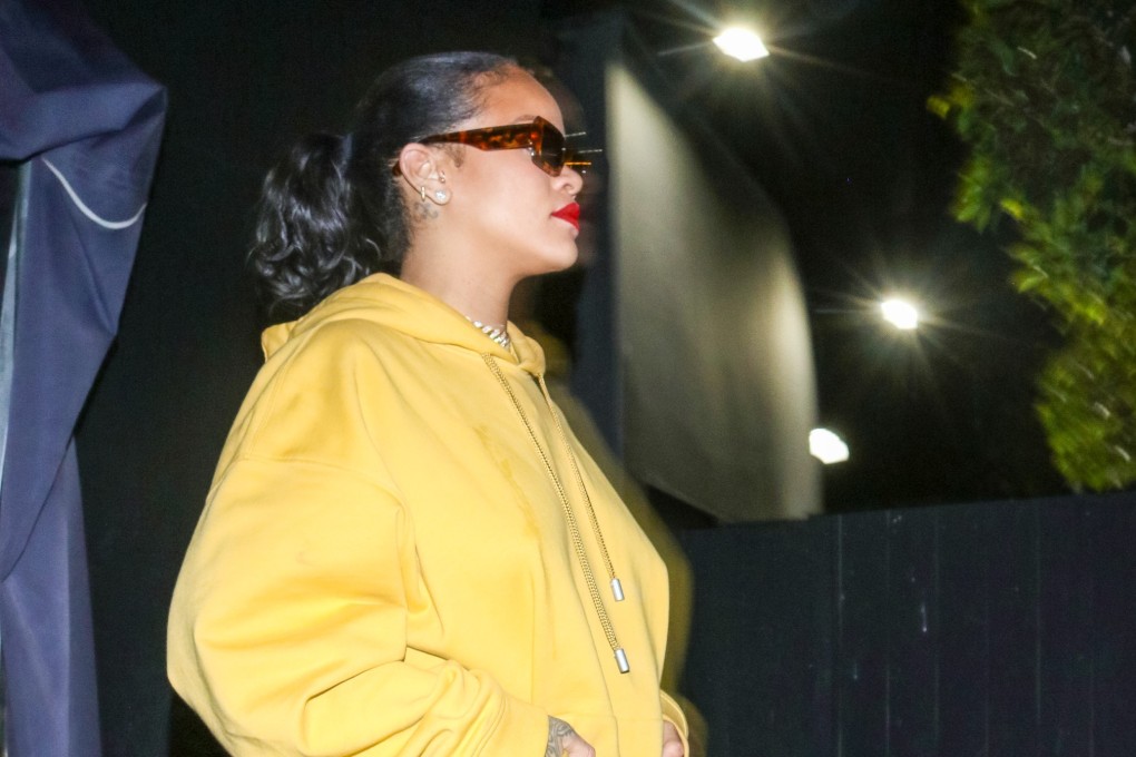 Rihanna in a hoodie dress by Fenty. Photo: Getty Images