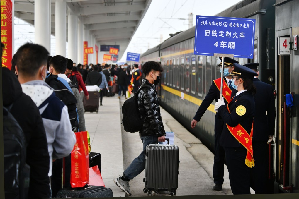 Migrant workers board special trains to return to their jobs in the cities as China tries to get back to normality. Photo: Xinhua