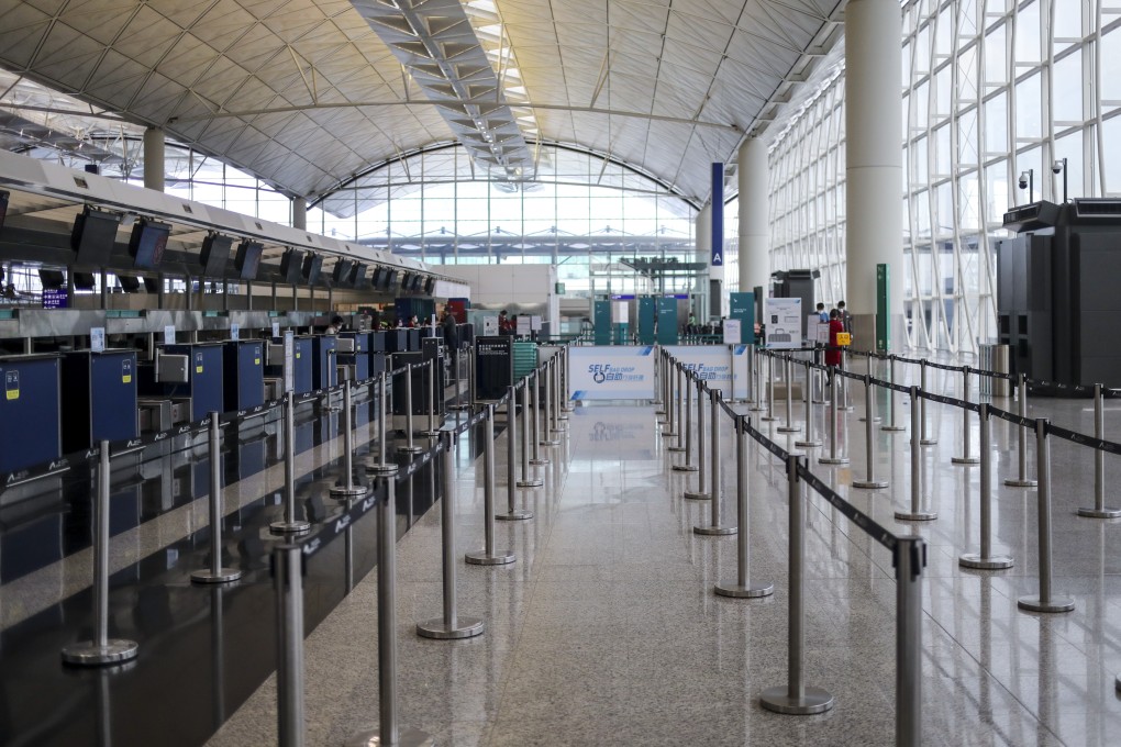 No travellers are seen at Hong Kong International Airport in late February, amid the coronavirus outbreak. Photo: Winson Wong
