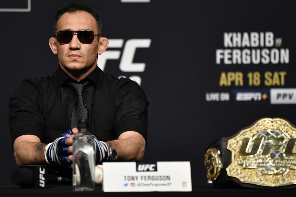 Tony Ferguson interacts with the media during the UFC 249 press conference at T-Mobile Arena. Photo: Jeff Bottari/Zuffa LLC