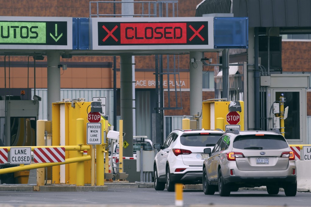 The Canada-US border (pictured at Peace Bridge Plaza on Wednesday) will be closed to non-essential traffic in both directions "by mutual consent”, US President Donald Trump has said. Photo: AP