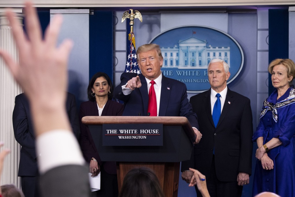 US President Donald Trump delivers remakes on the Covid-19 pandemic during a Coronavirus Task Force briefing. Photo: EPA-EFE