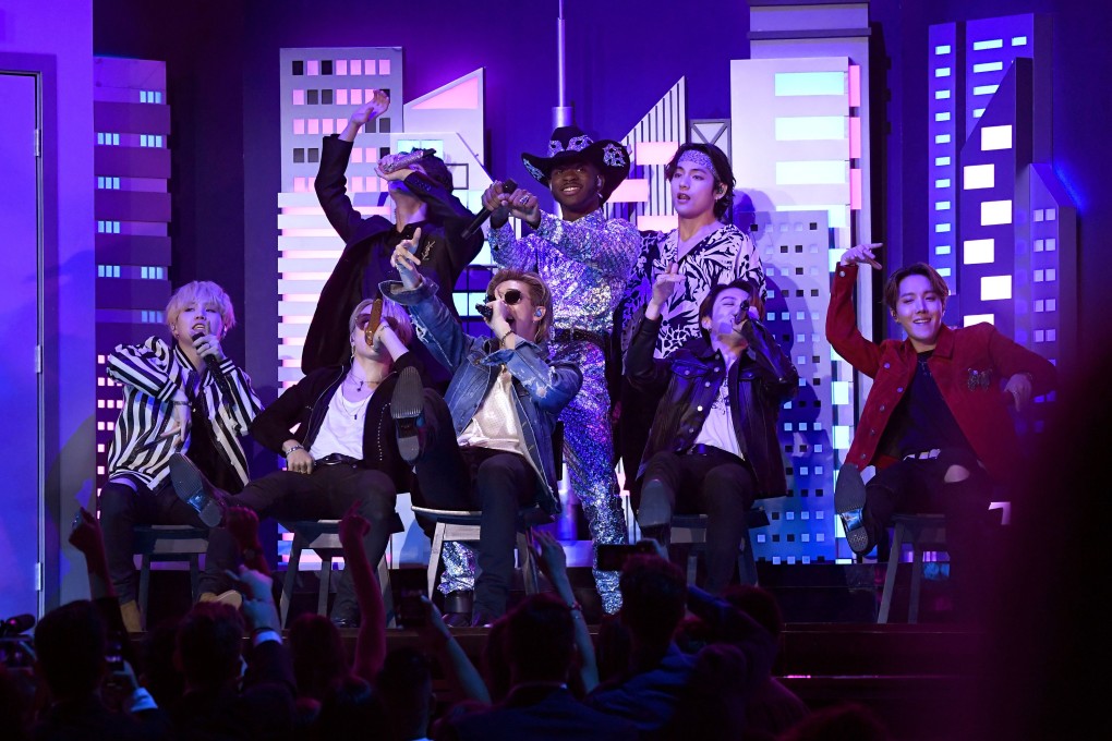 BTS perform with Lil Nas X at the Grammy Awards in Los Angeles. Photo: Kevork Djansezian/Getty Images/AFP