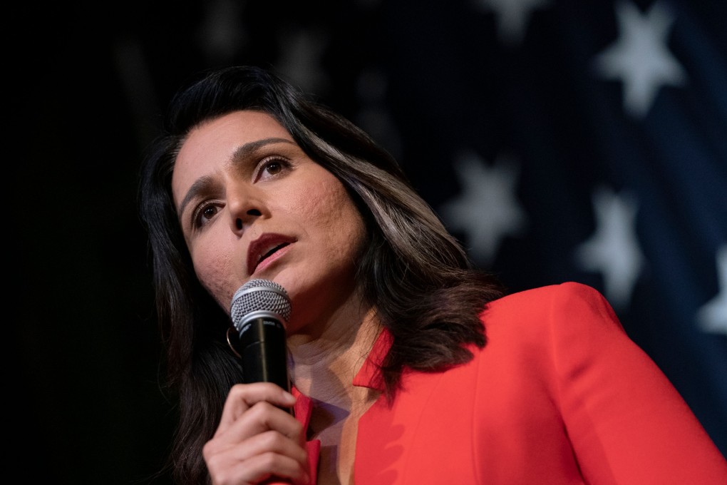 US congresswoman Tulsi Gabbard speaks in Clear Lake, Iowa, in August. Photo: AFP