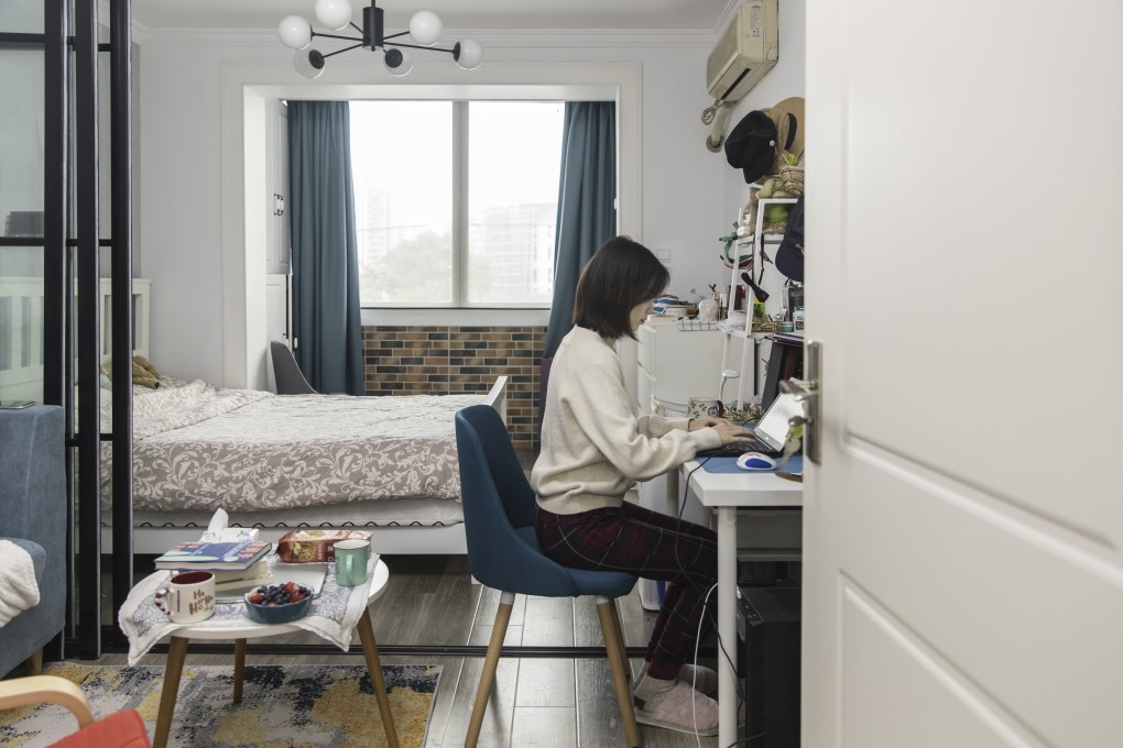 Working from home in Shanghai on March 9, amid a waning coronavirus outbreak in China. Photo: Bloomberg