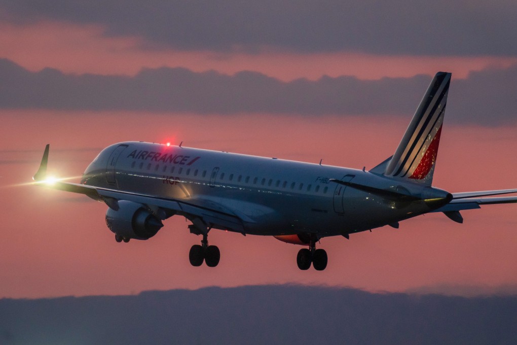 An Air France plane lands at Frankfurt airport in Germany, as European countries clamp down on travel as a result of the spread of the Covid-19 coronavirus. Photo: EPA-EFE