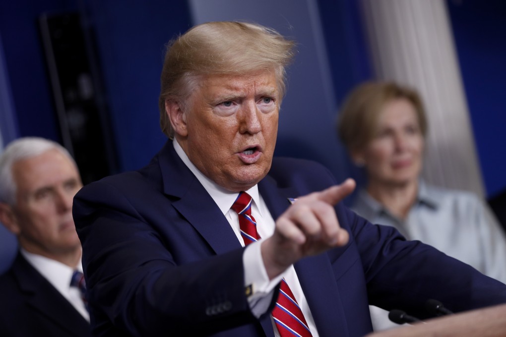 US President Donald Trump speaks during a press conference with the coronavirus task force at the White House on Friday. Photo: Al Drago/Bloomberg