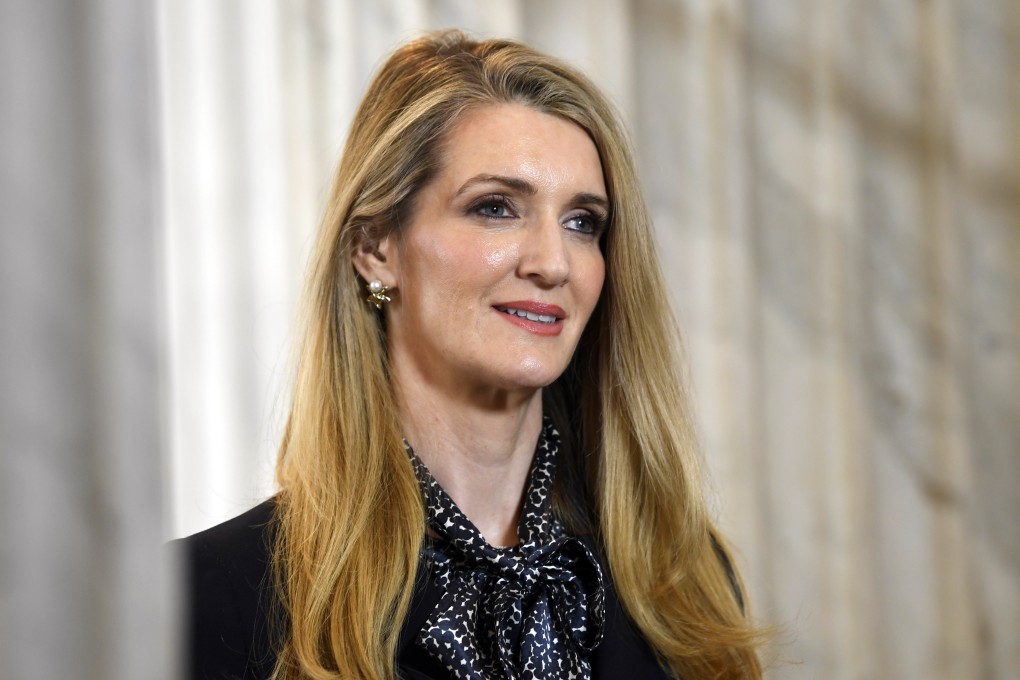 Senator Kelly Loeffler waits to speak during a television interview on Capitol Hill in Washington on Friday. Photo: AP