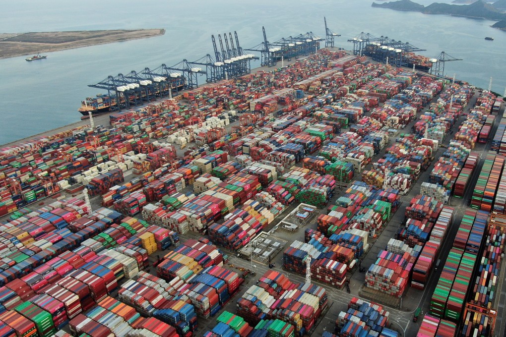 Aerial view of the container terminal in Yantian, Shenzhen. Global container shippers idled 2.46 million twenty-foot containers as of March 2, equivalent to 10.6 per cent of total industry capacity. Photo: Martin Chan