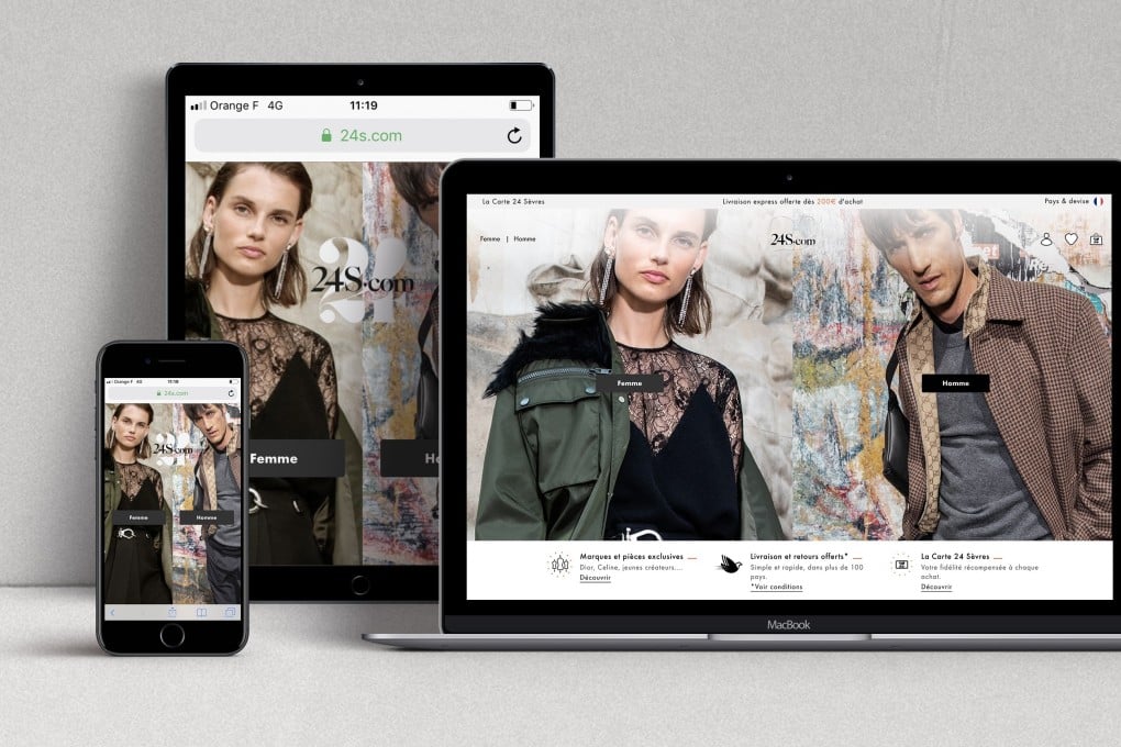 The homepage of LVMH online retail site 24s on different devices. The luxury group was late to begin selling online, but 24s CEO Eric Goguey sees that as an advantage, in that his team can be more agile.