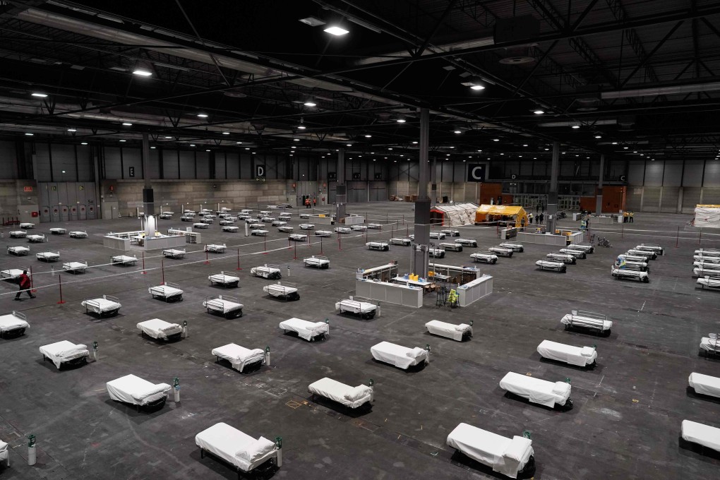 The hospital set up at a pavilion in Ifema convention and exhibition centre in Madrid. Photo: AFP