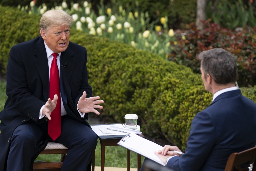 President Donald Trump during a Fox News interview in the Rose Garden at the White House on Tuesday in Washington. Photo: AP