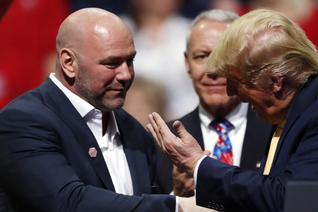 UFC president Dana White (left) meets US president Donald Trump at a campaign rally in Colorado in February. Photo: AP