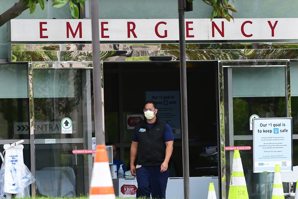 A health care worker wears a face mask at UCLA Emergency in Los Angeles. Photo: AFP