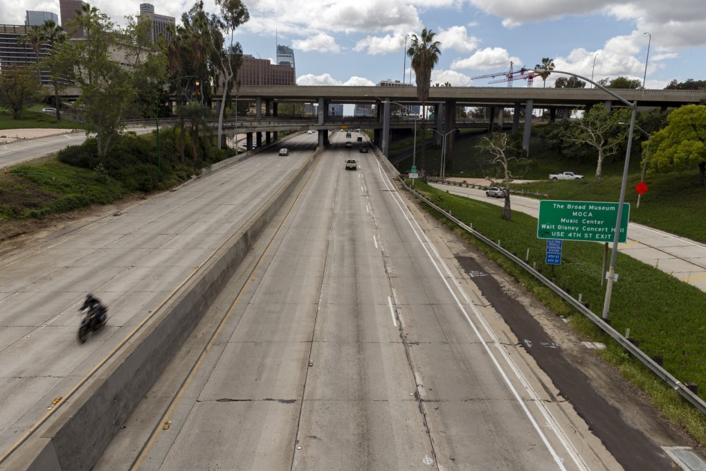 Extremely light traffic along State Route 110 in Los Angeles on Tuesday. Governor Gavin Newsom has ordered California’s 40 million residents to stay at home indefinitely because of the coronavirus. Photo: AP
