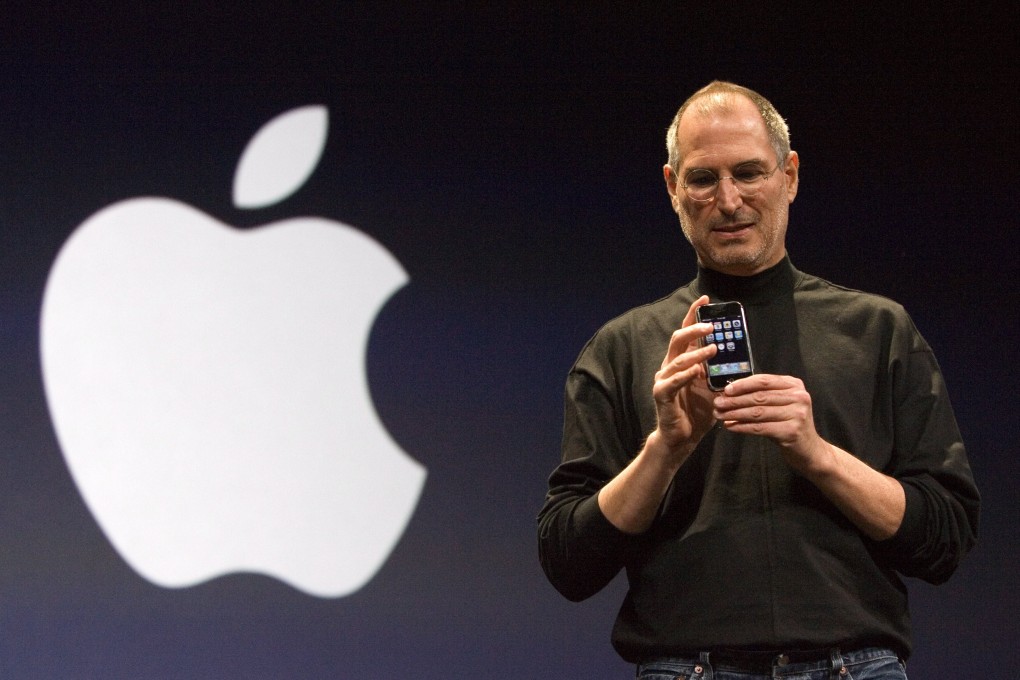 Apple founder Steve Jobs in his signature Issey Miyake turtleneck jumper and Levi’s 501 jeans. Photo: EPA