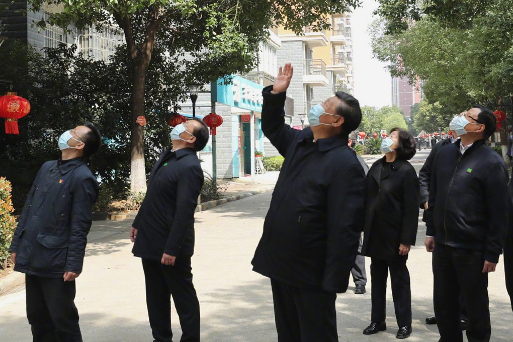 Chinese President Xi Jinping visits people involved in front-line efforts to prevent the spread of the novel coronavirus in Wuhan, Hubei province. Photo: Xinhua