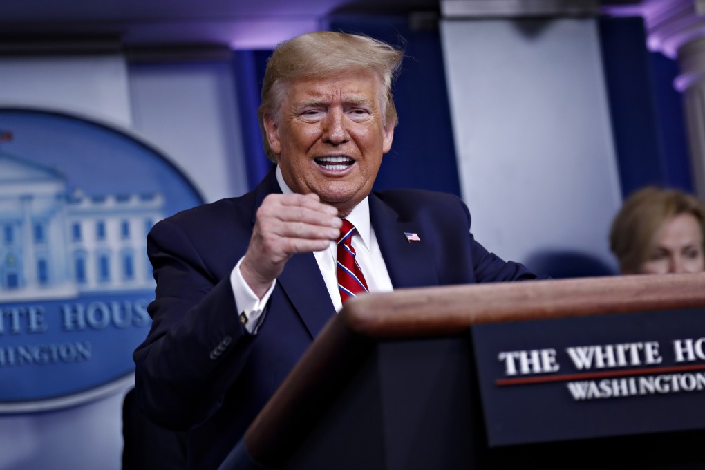 US President Donald Trump during a coronavirus briefing at the White House. Photo: EPA-EFE