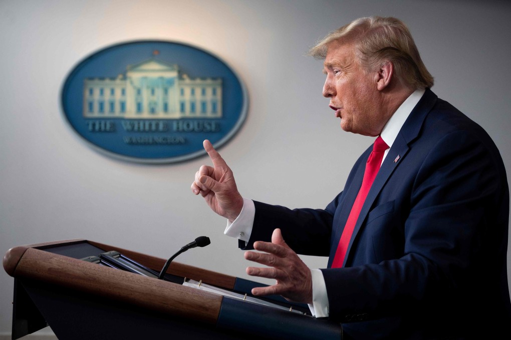 US President Donald Trump speaks during the daily coronavirus briefing at the White House on Thursday. Photo: AFP