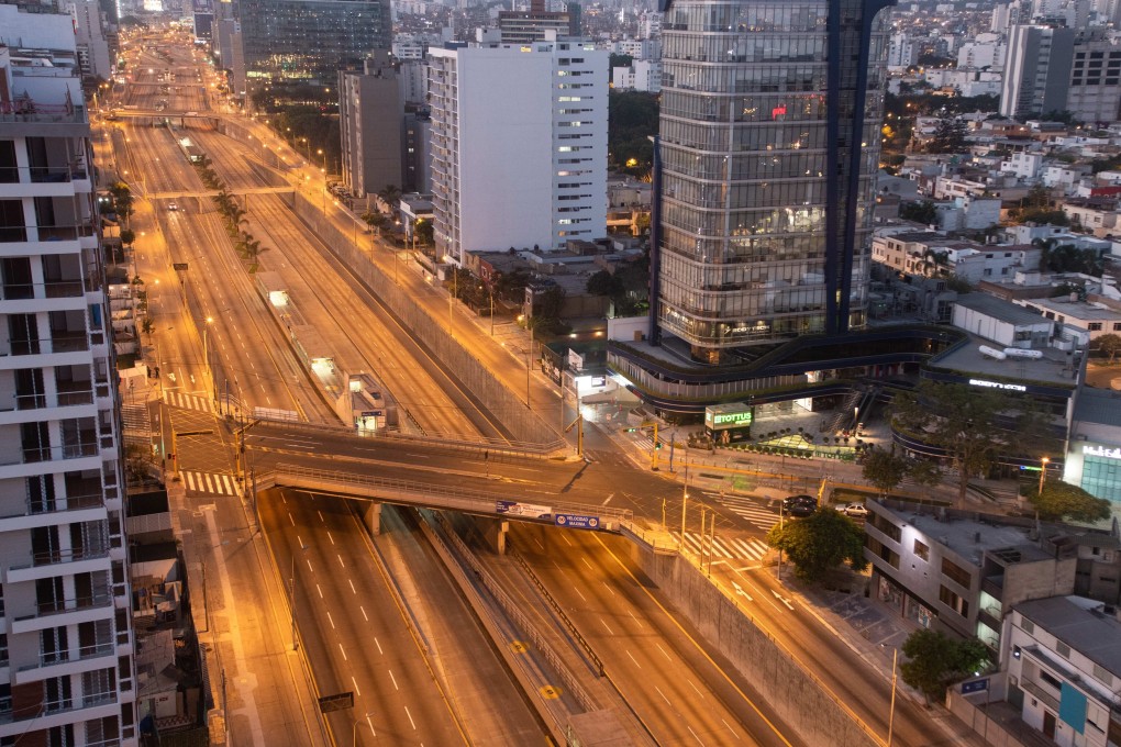 An empty highway in Lima, the capital of Peru, after authorities ordered curbs on travel. Photo: EPA