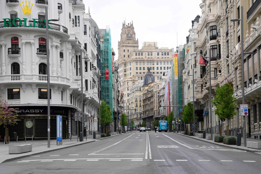 An empty Gran Via street in Madrid, Spain. Photo: AFP