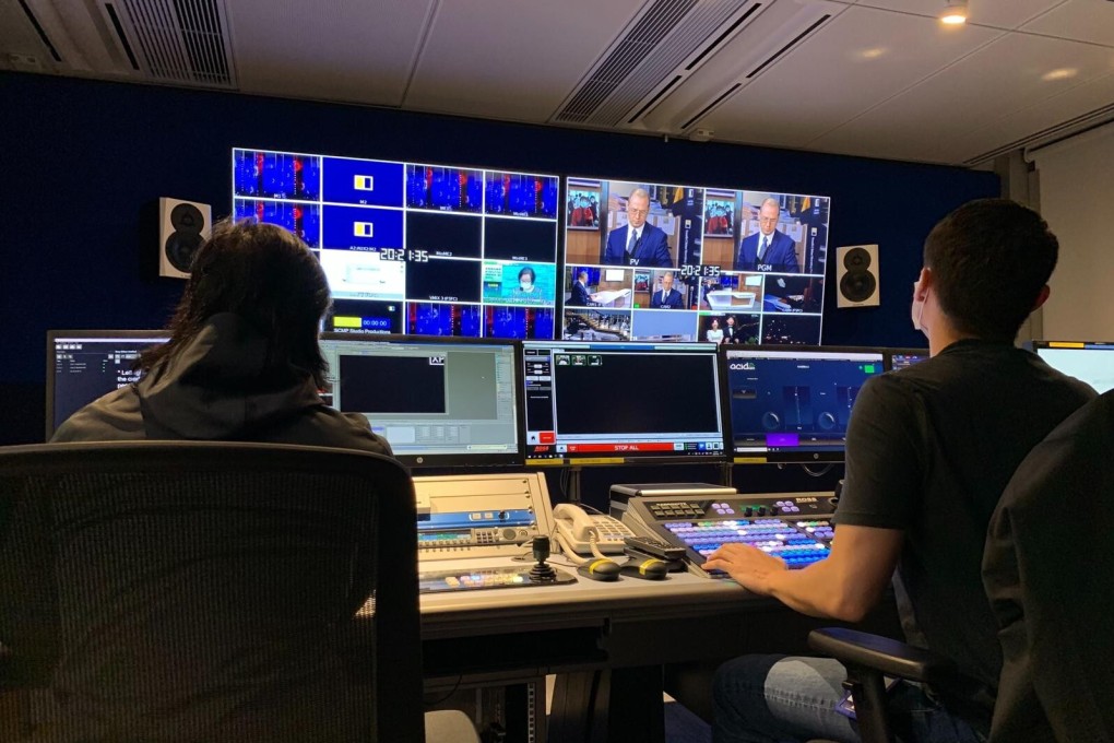 South China Morning Post producers prepare in the studio for Friday’s show. Photo: SCMP