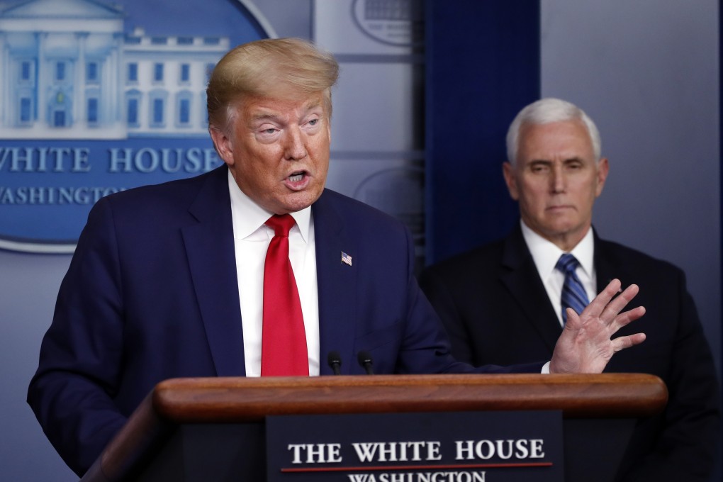President Donald Trump in the James Brady Press Briefing Room of the White House. Photo: AP Photo