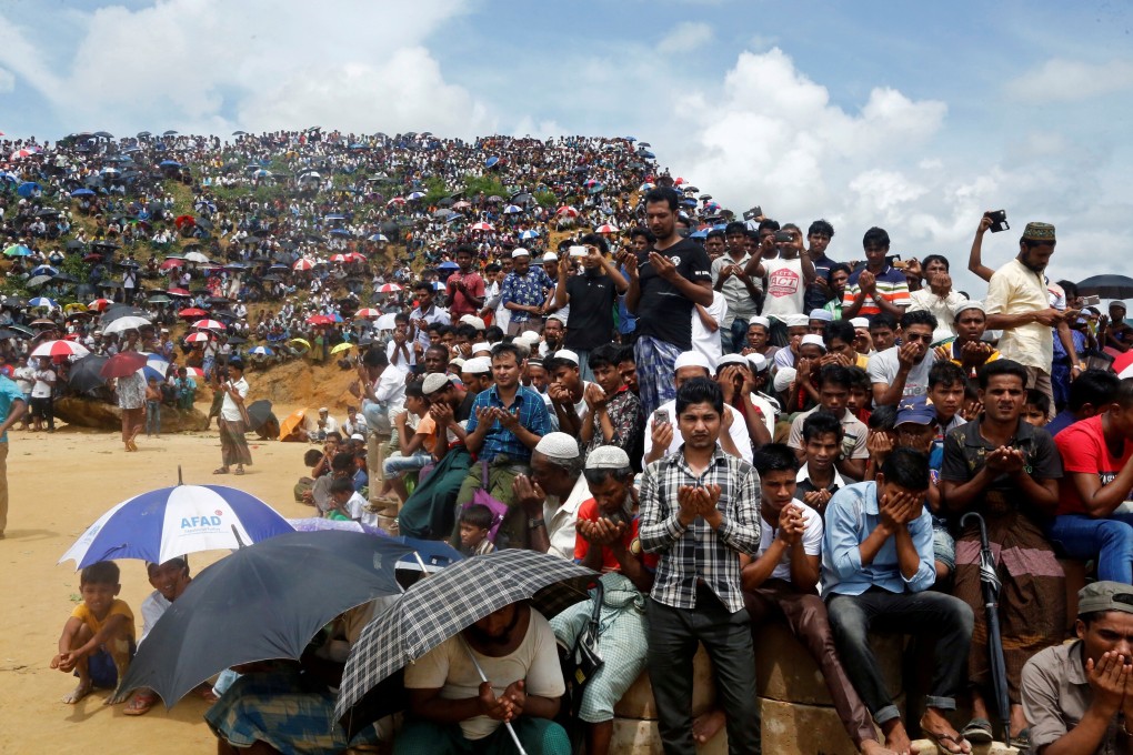 Rohingya refugees join in a mass prayer session at Kutupalong camp in Cox’s Bazaar, Bangladesh, last August. Millions across Asia live in overcrowded refugee camps. Photo: Reuters