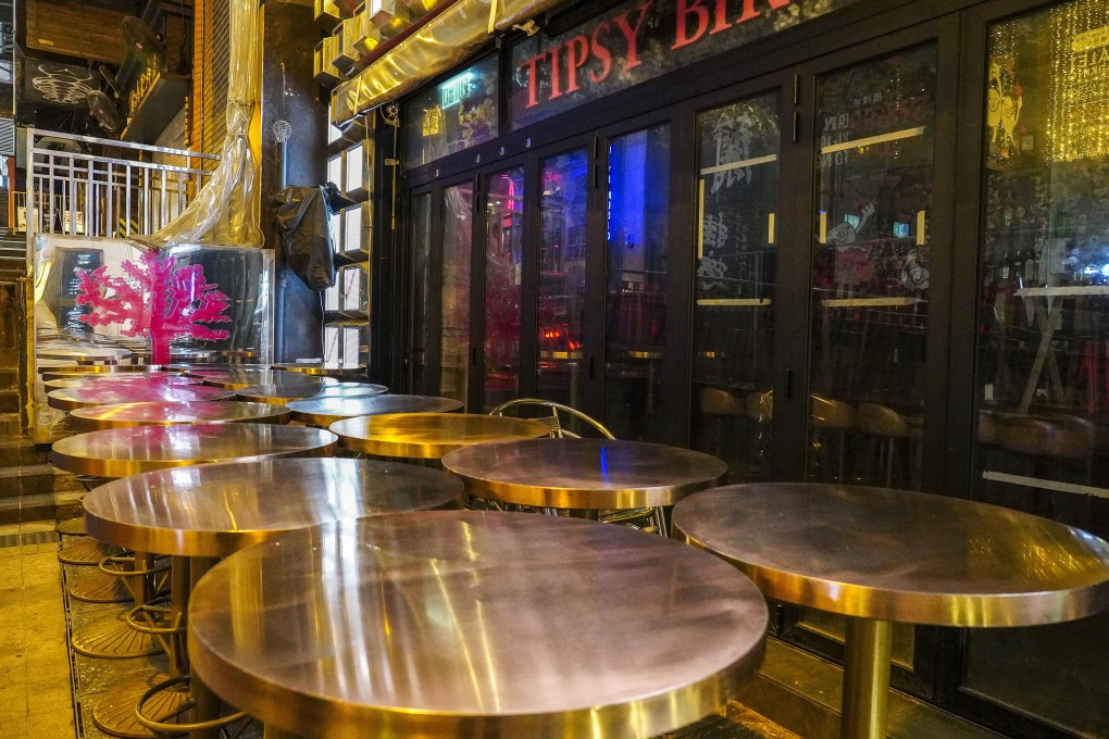 A closed pub in Lan Kwai Fong, Central. The decision to shut down all bars was the government’s third round of emergency measures in seven days. Photo: Robert Ng